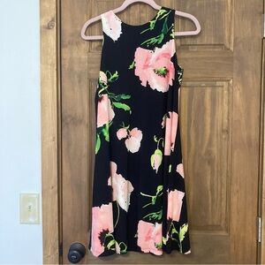 Anne Klein Nice Black & Pink Floral Print Sleeveless Dress 6